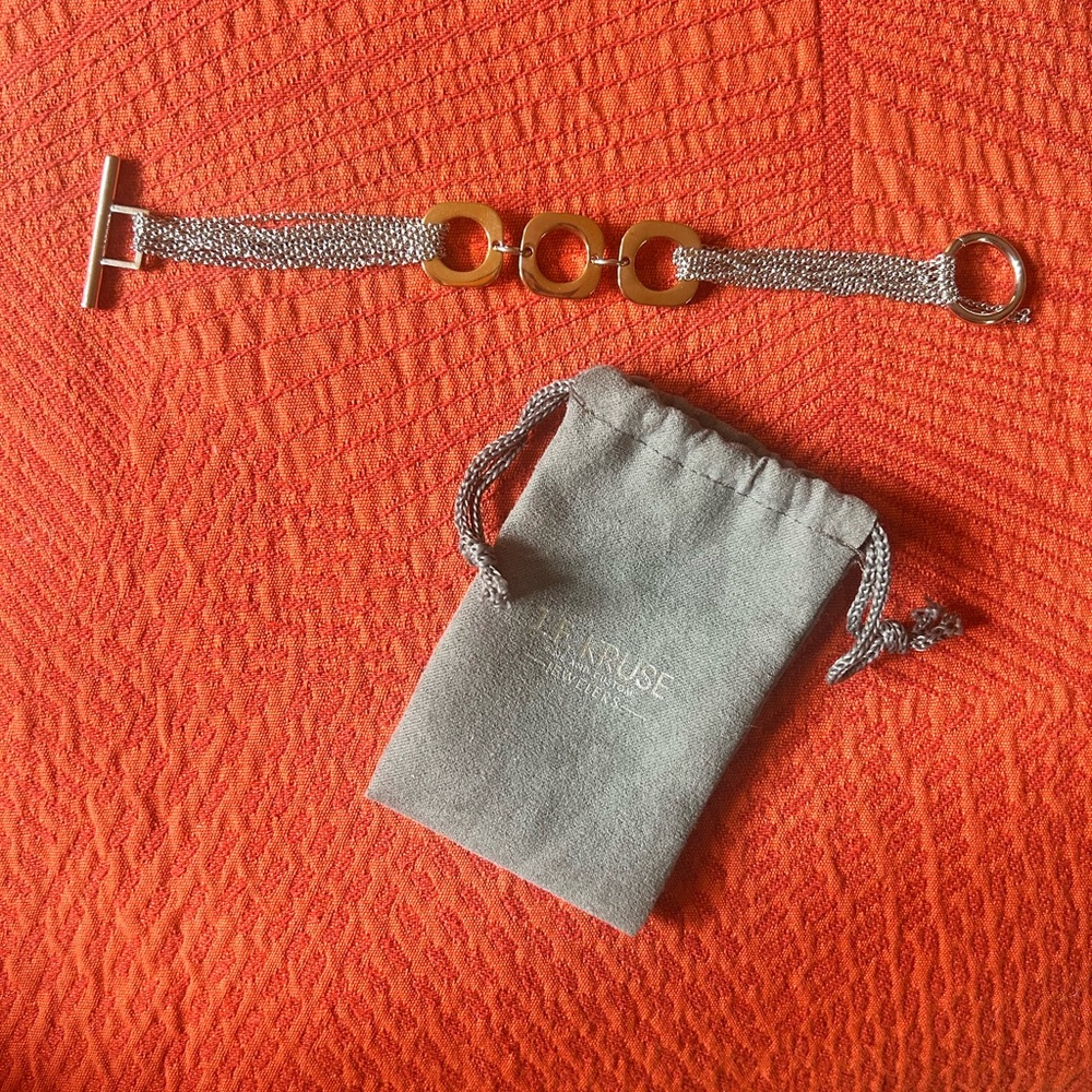 Stainless Steel/Rose Gold Triple Square Bracelet